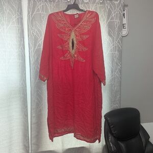 Elegant Red Embroidered Women's Top